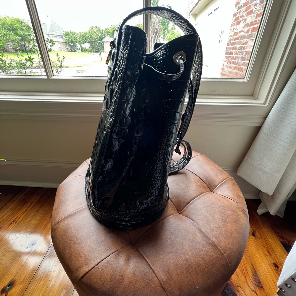 Brahmin Black Crocodile Embossed Shoulder Bag - Picture 9 of 15